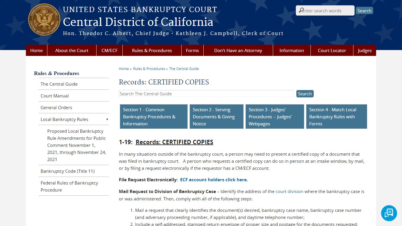 Records: CERTIFIED COPIES | Central District of California | United ...
