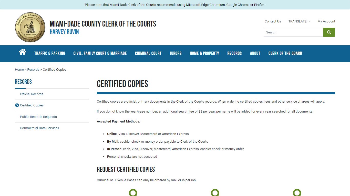 Certified Copies - Miami-Dade Clerk